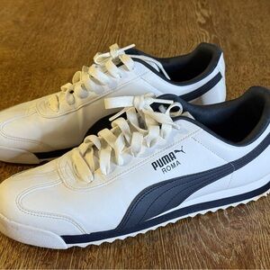 Puma Roma White and Navy Blue Men's Shoes